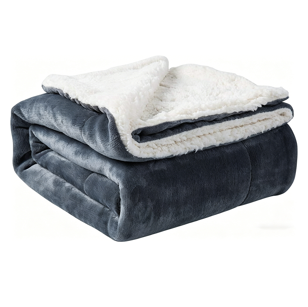 Waterproof Sherpa Fleece Blanket With Soft Flannel Surface