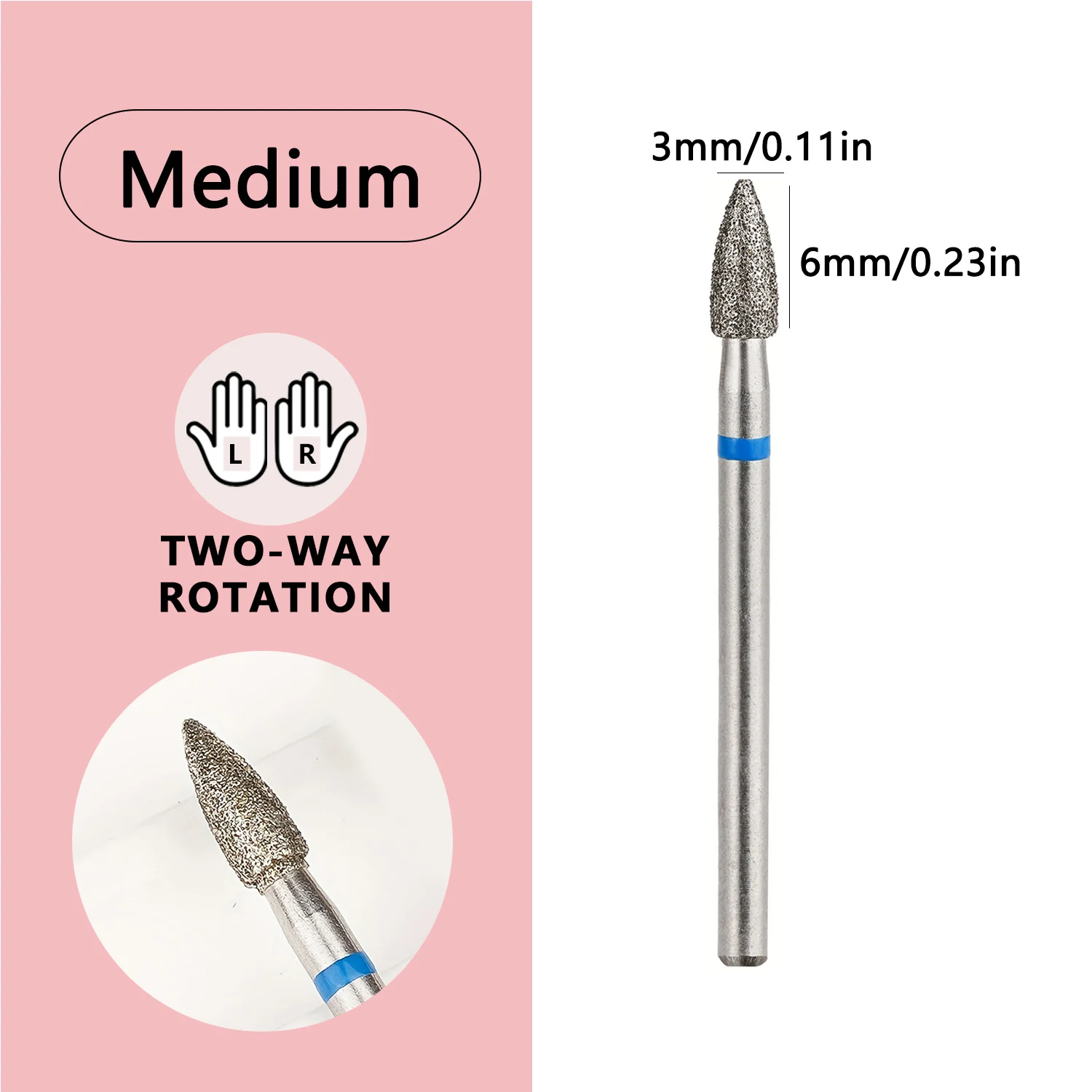 3mm Conical Diamond Nail Drill Bits 3