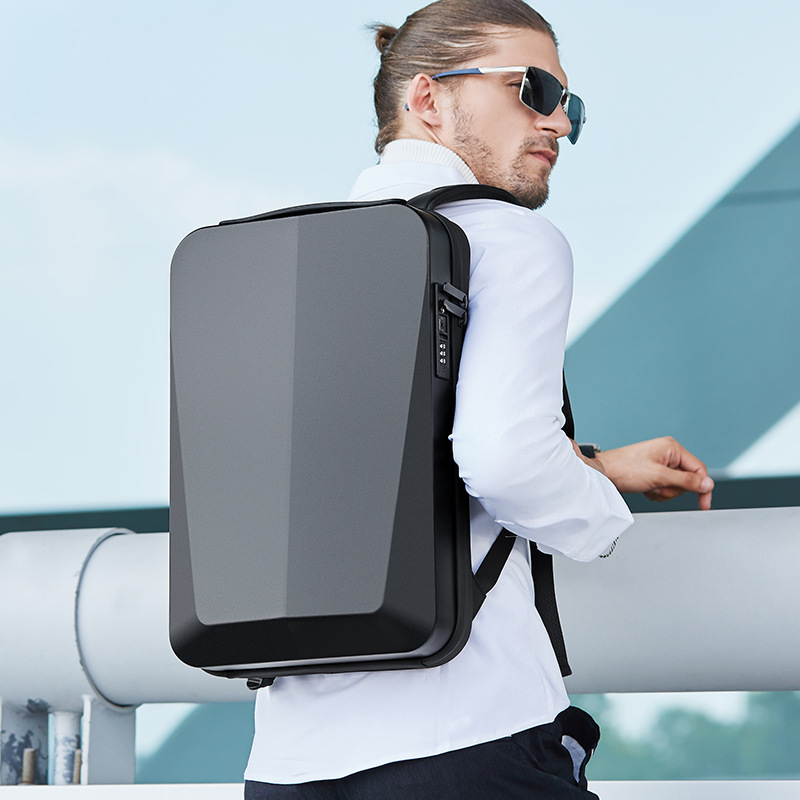 Male Business Plastic Hard Shell Computer Backpack Waterproof 2