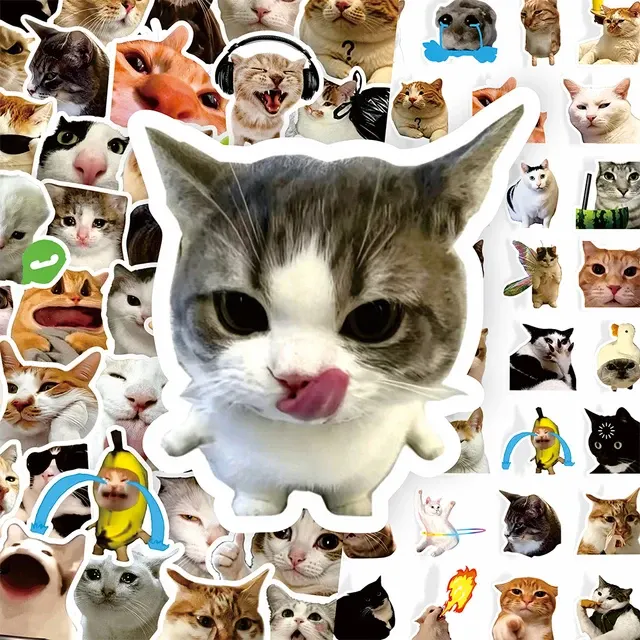 Waterproof Funny Cat Meme Cartoon Stickers 2
