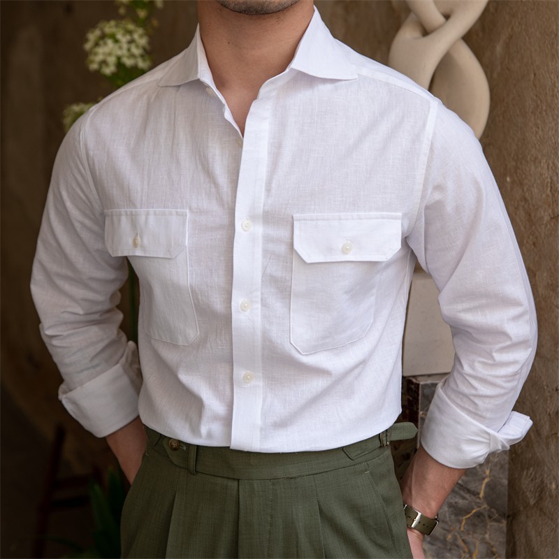 White Striped Slim Fit Shirt Linen Non Iron