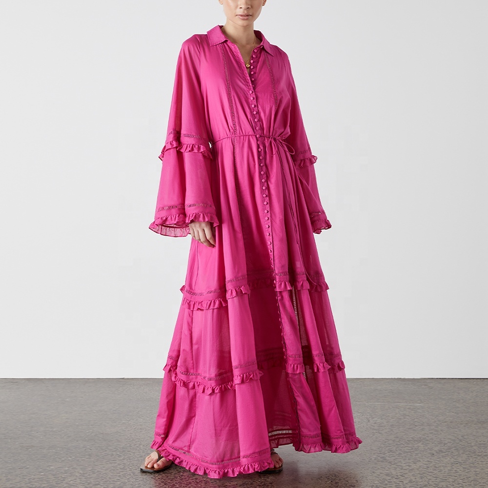 Loose Linen Maxi Dress with Long Sleeves