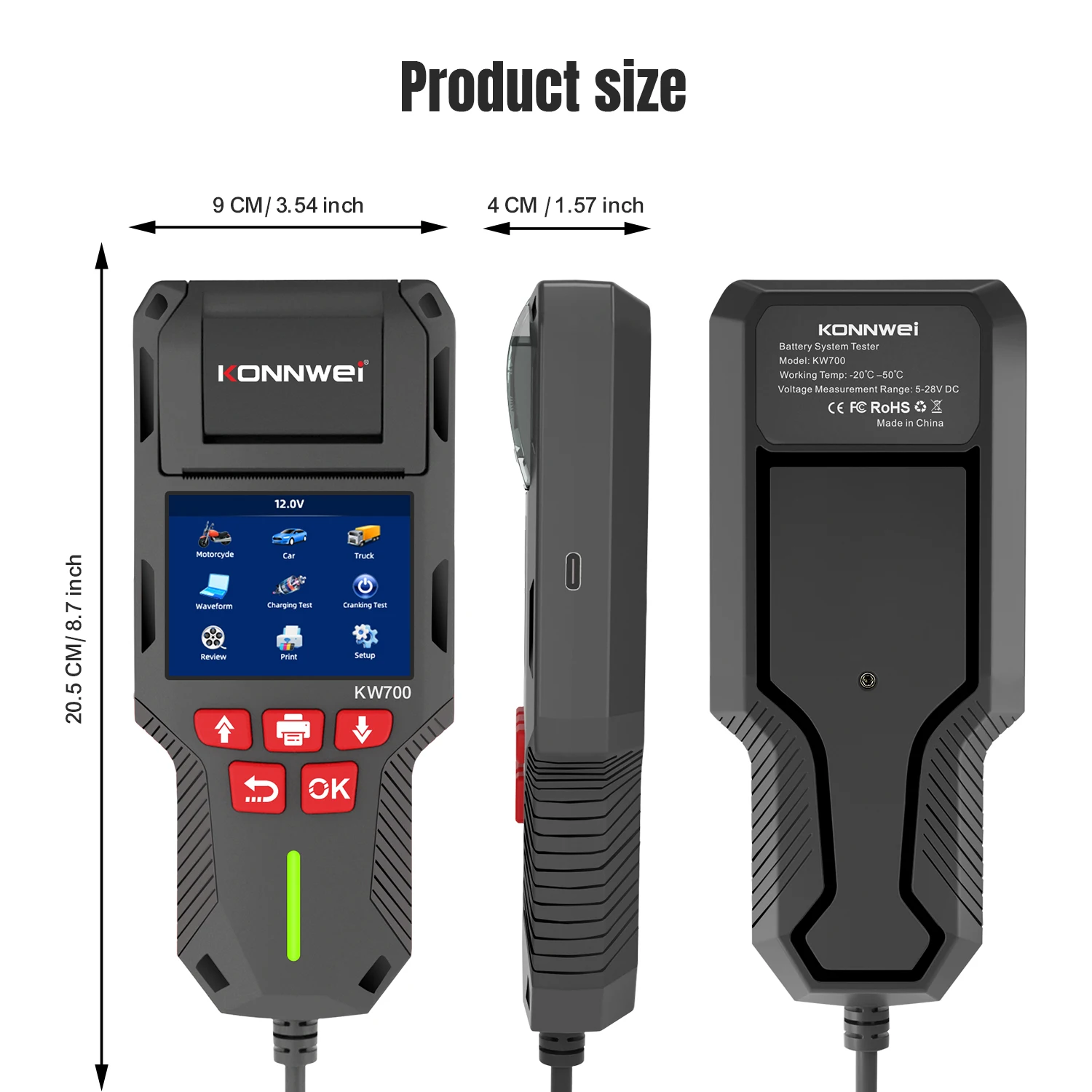 KONNWEI 12 V 24 Autobatterietester Unterstützt 13 Sprachoptionen 2