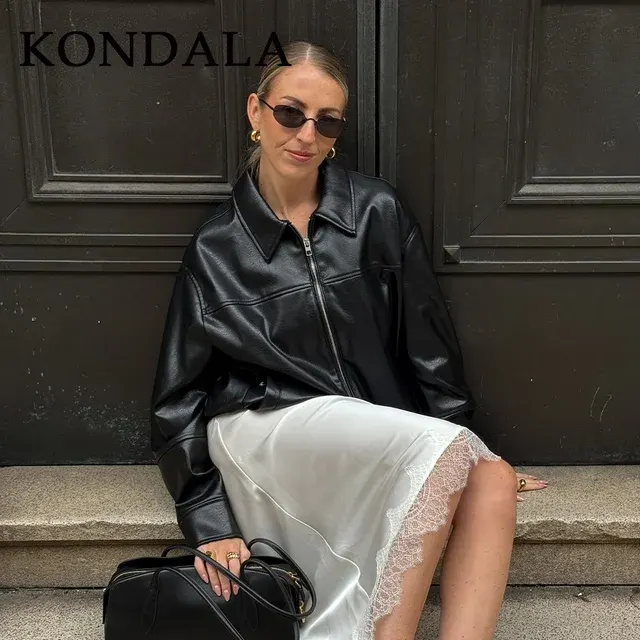 Braune Kunstlederjacke 2