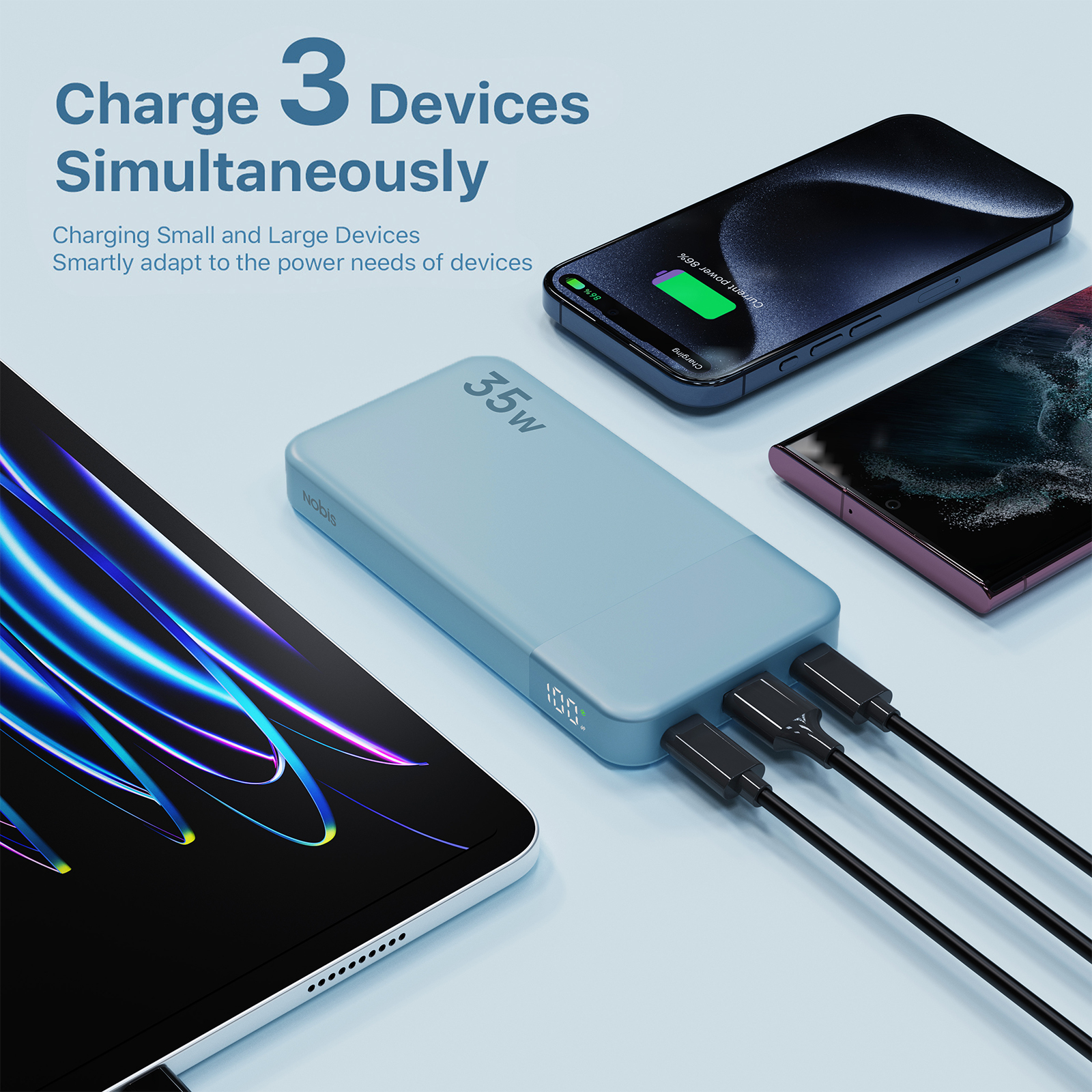 Portable 10000mAh Power Bank with LED 3