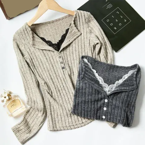 Vintage Y2K Lace Patchwork Striped Sweater