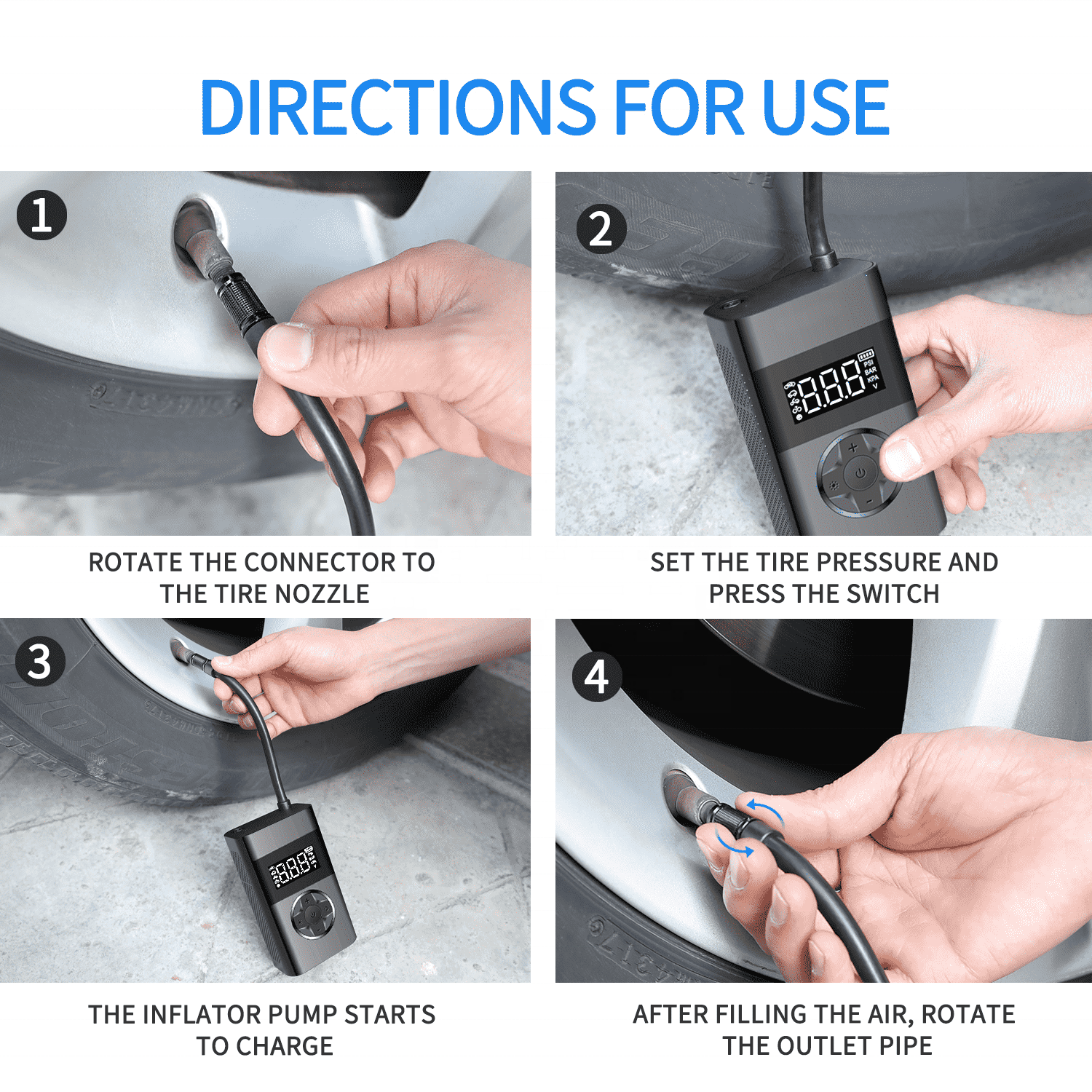 Mini Wireless 12V Tyre Inflator with Display 4
