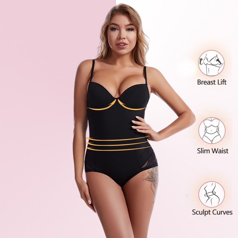Lace Shapewear Bodysuit with Built-In Bra 2