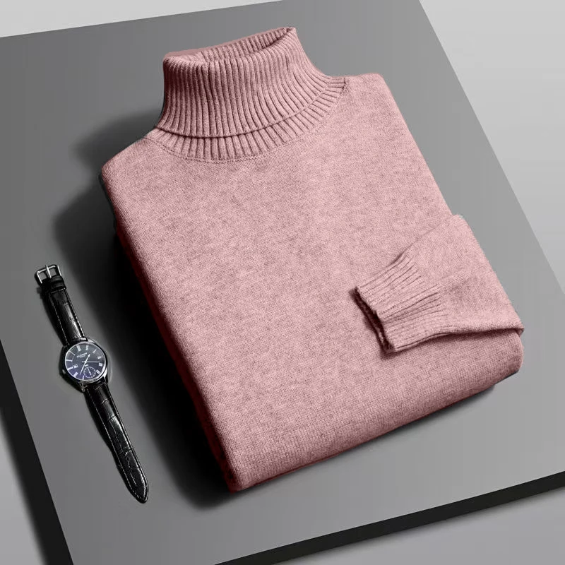 Herbst Herren Hohe Qualität Gestrickte Rollkragenpullover Slim Fit 4