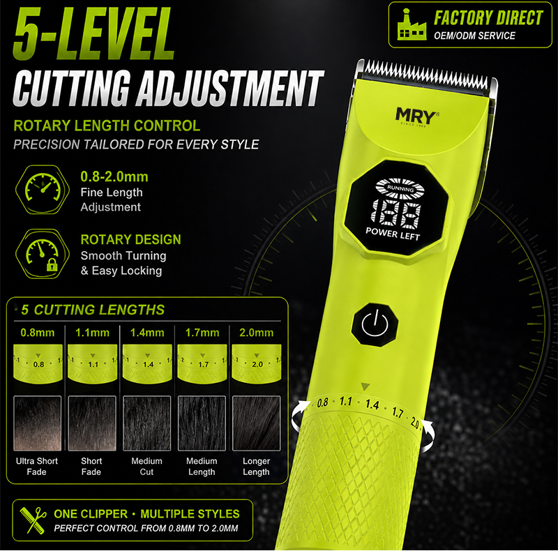 MRY Professional Hair Clipper Cordless Clippers Ceramic Blade 2