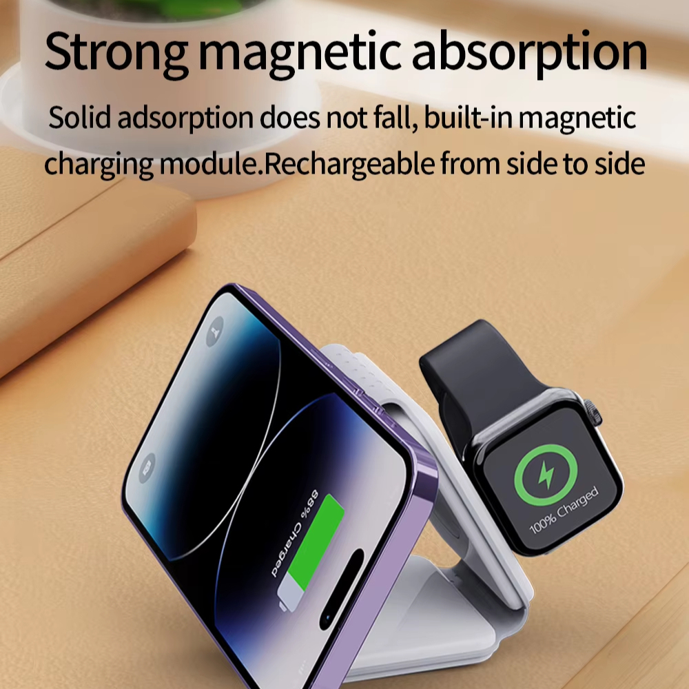 Foldable 3 in 1 Wireless Charging Station 15W