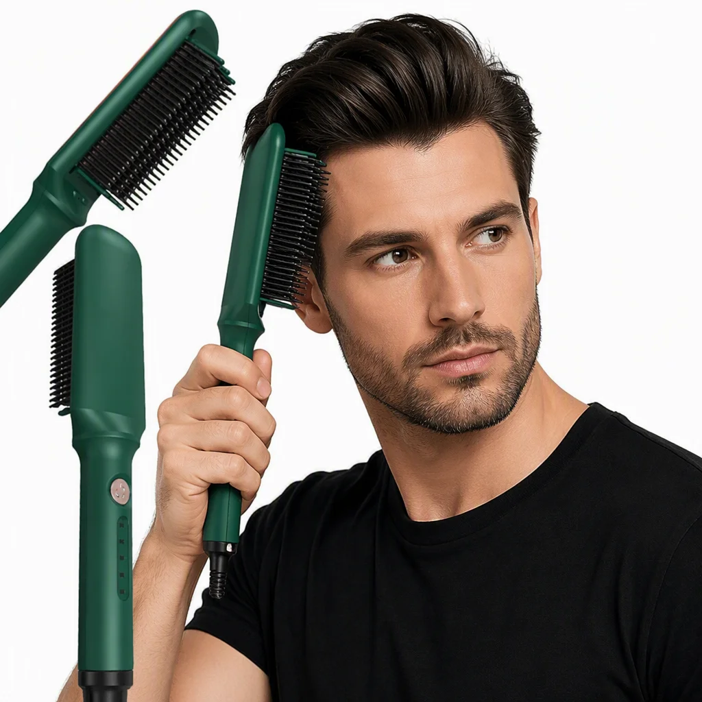 Hair Straightener Brush Comb Curler Salon Wet Dry