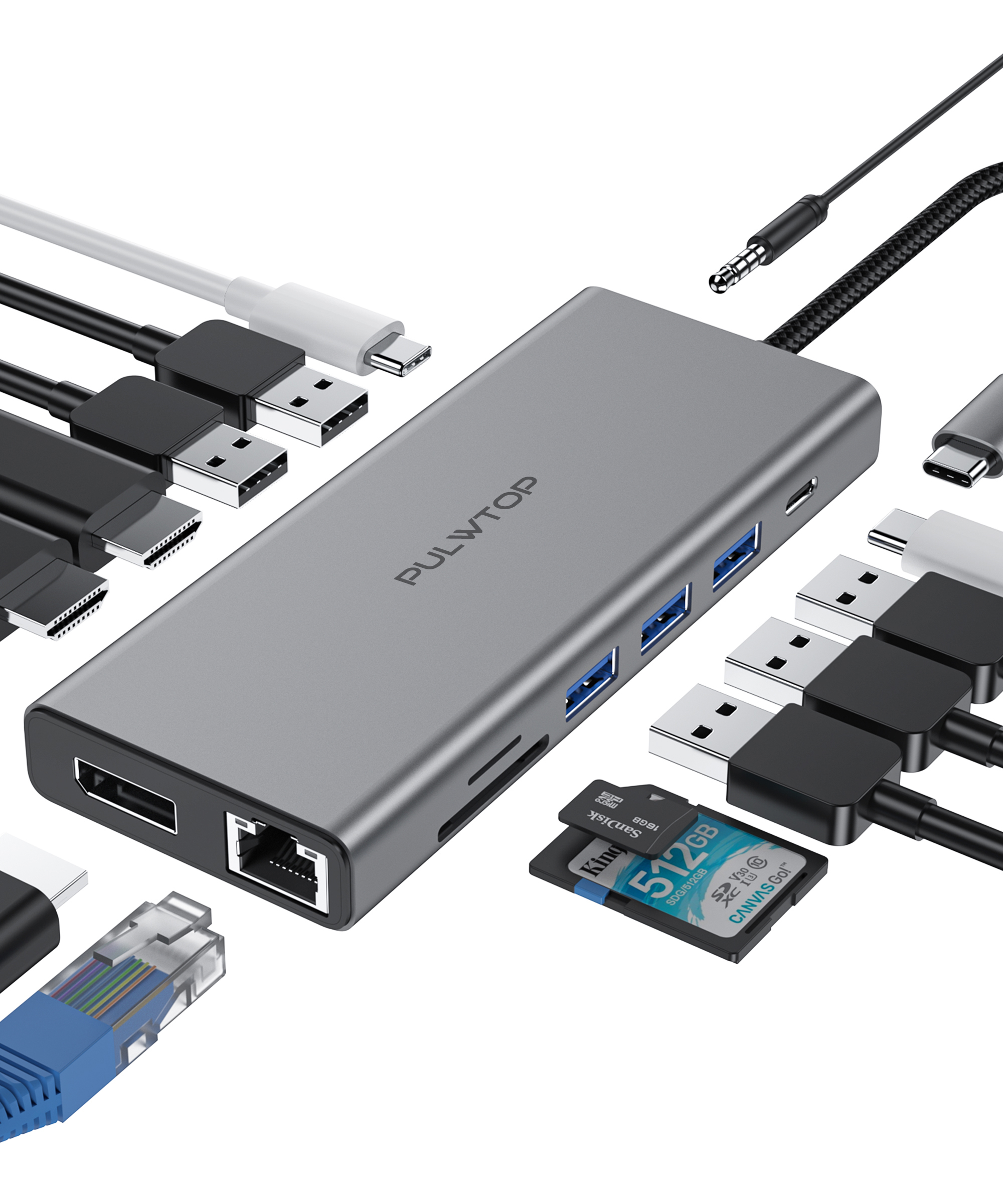 Pulwtop 14 In1 USBC Hub Multiport HDMI Usb-c