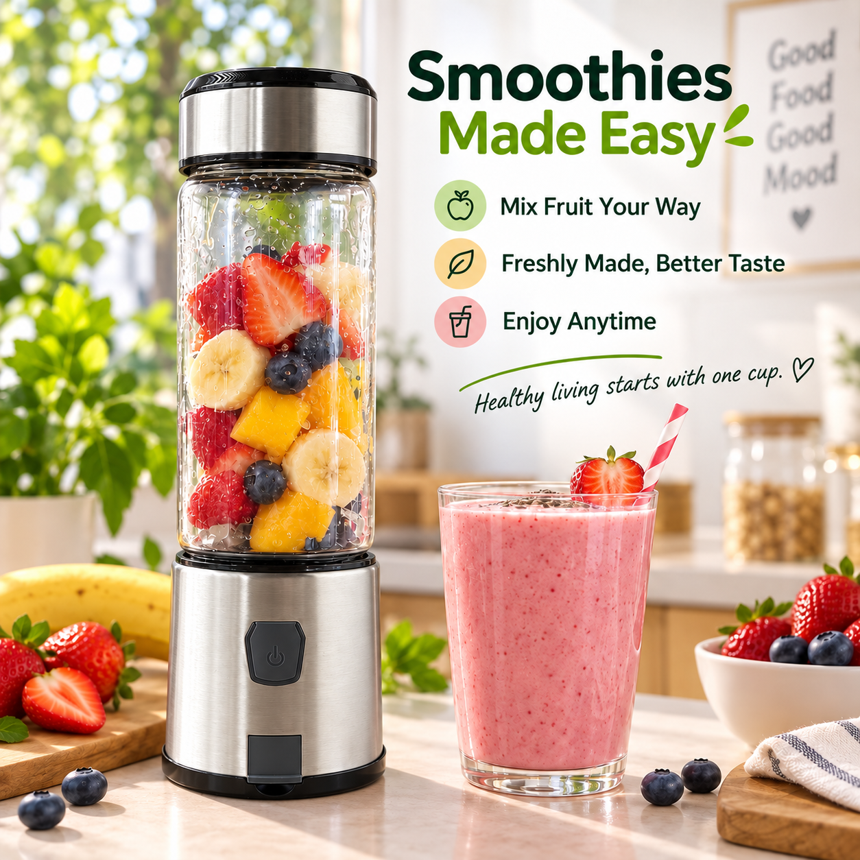 Stainless Steel Electric Portable Blender Juicer Smoothie Maker 3