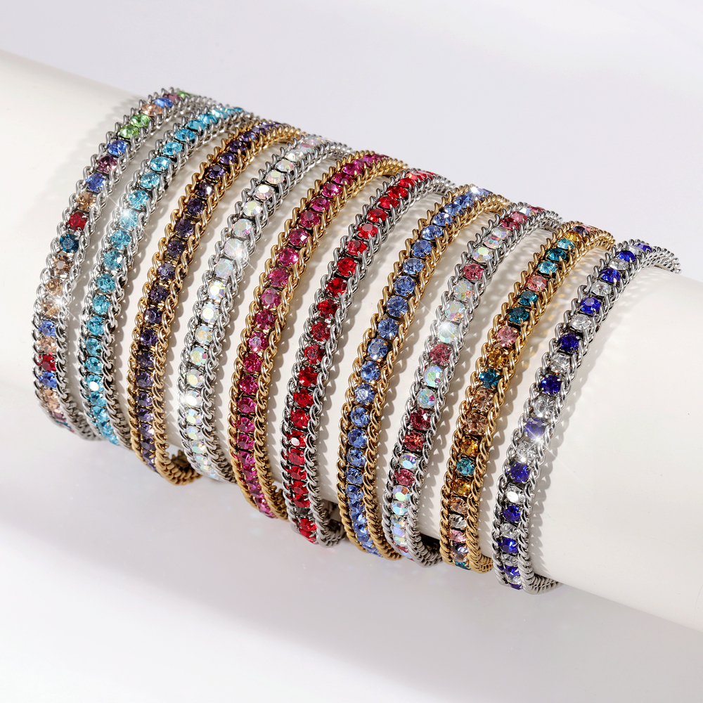 Vergoldetes Regenbogen-Tennisarmband mit Zirkonia