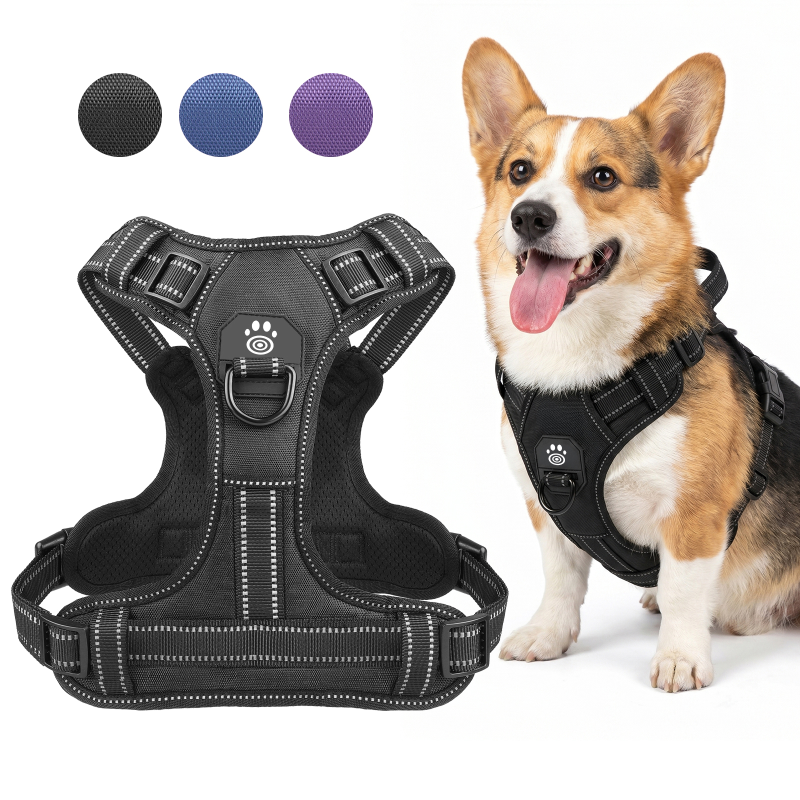 No Pull Dog Harness Adjustable Dirt Resistant Easy