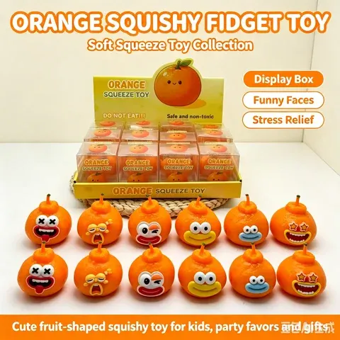 Orange Fruit Squishy Toy with Expressions