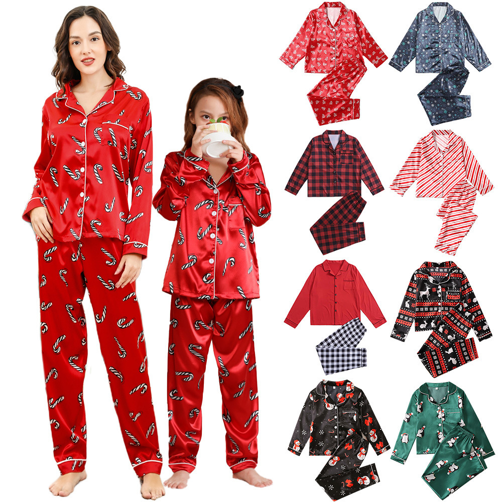 Red Satin Christmas Family Pajama Set 2