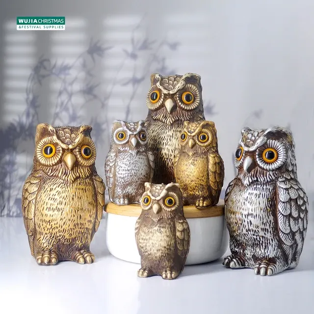Owl Scarecrow Decor Figurine 4