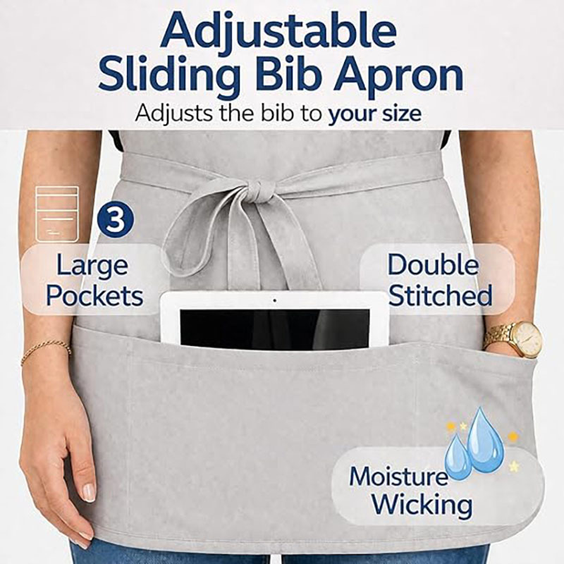 Adjustable Bib Apron with Pockets 3