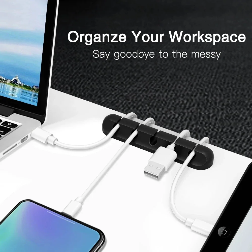 Silikon-USB-Kabelclip-Organizer Runde Ladekabelclips Schreibtisch-Ordnungshilfe Selbstklebender Kabelhalter für Zuhause 2