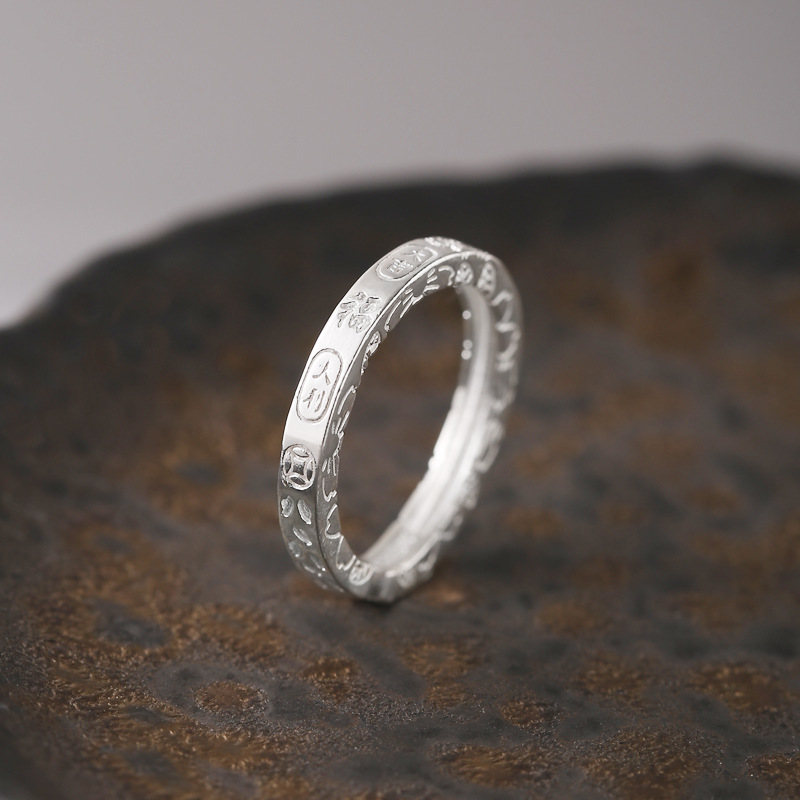 999 Sterling Silver Lucky Ring For Women Chinese
