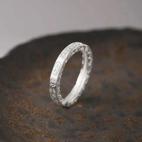 999 Sterling Silver Lucky Ring For Women Chinese