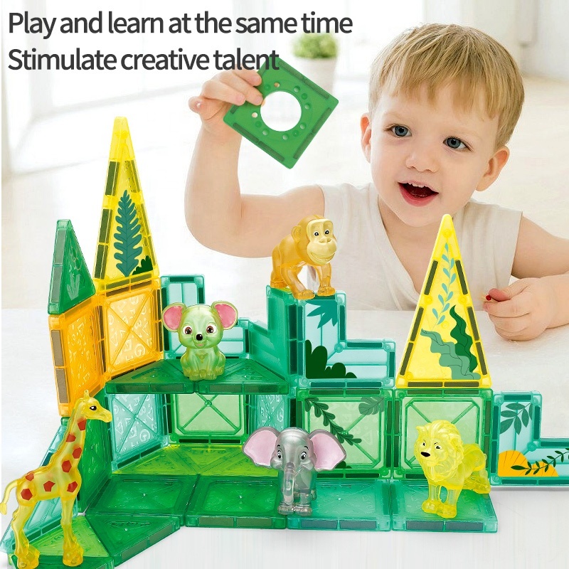Magnetic Animal Forest Building Tiles 40-Piece Set 3