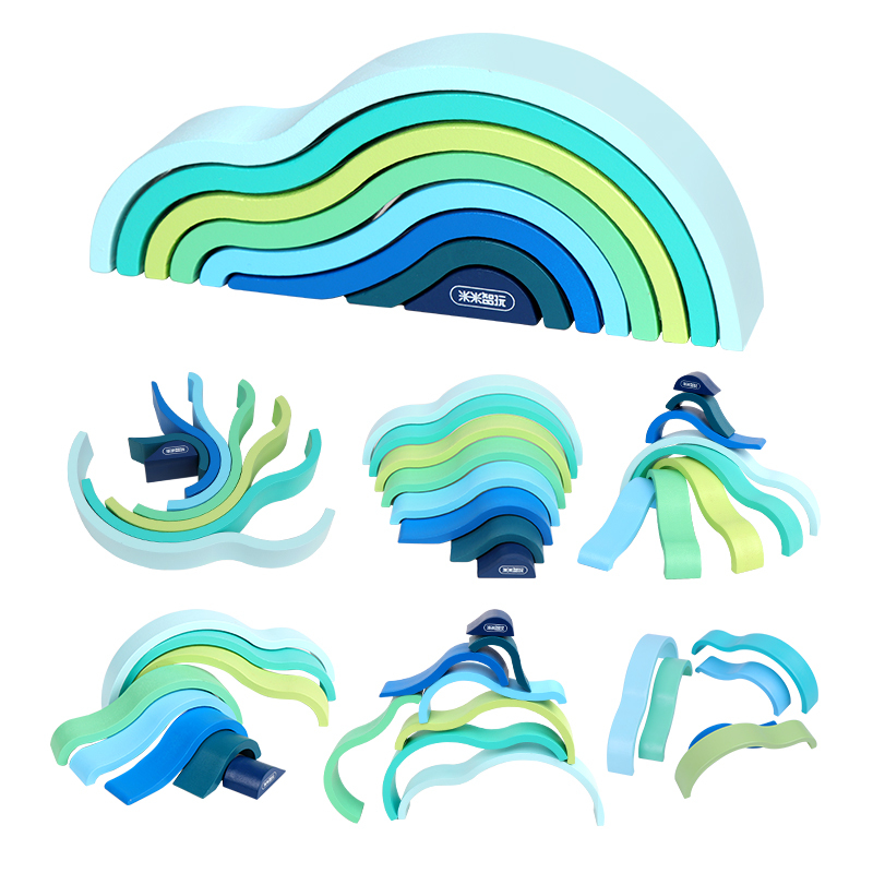 Rainbow Wooden Bridge Stacking Game