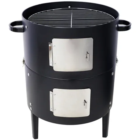 17 Inch Steel Charcoal Smoker Heavy Duty Round