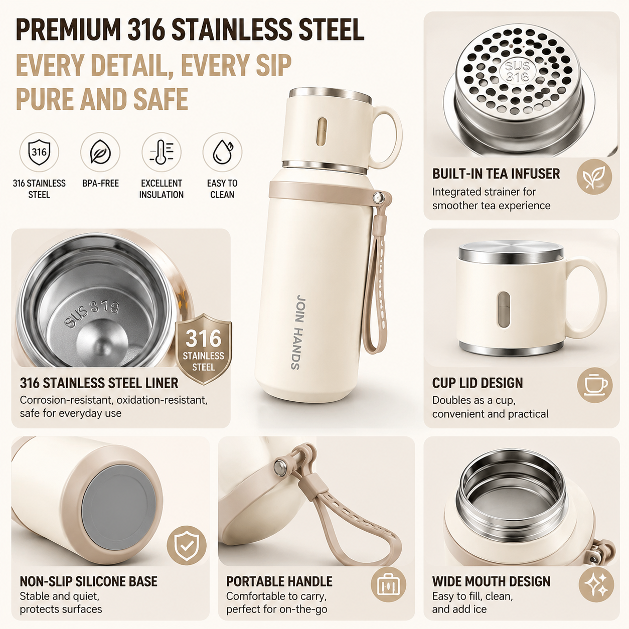 Double Wall Stainless Steel Thermos 600ml 3
