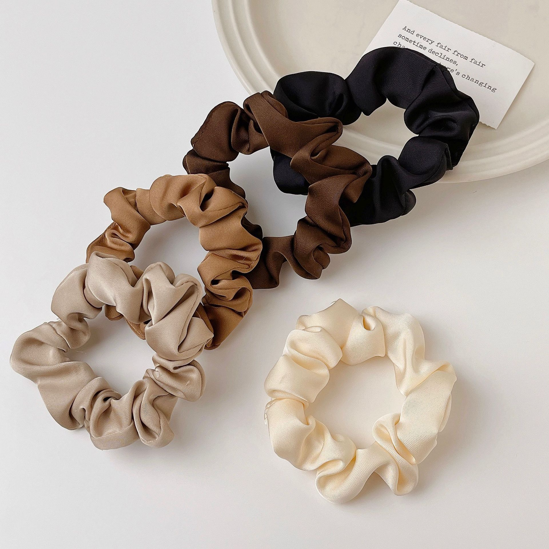5-Piece Silk Satin Scrunchie Set for Women 3