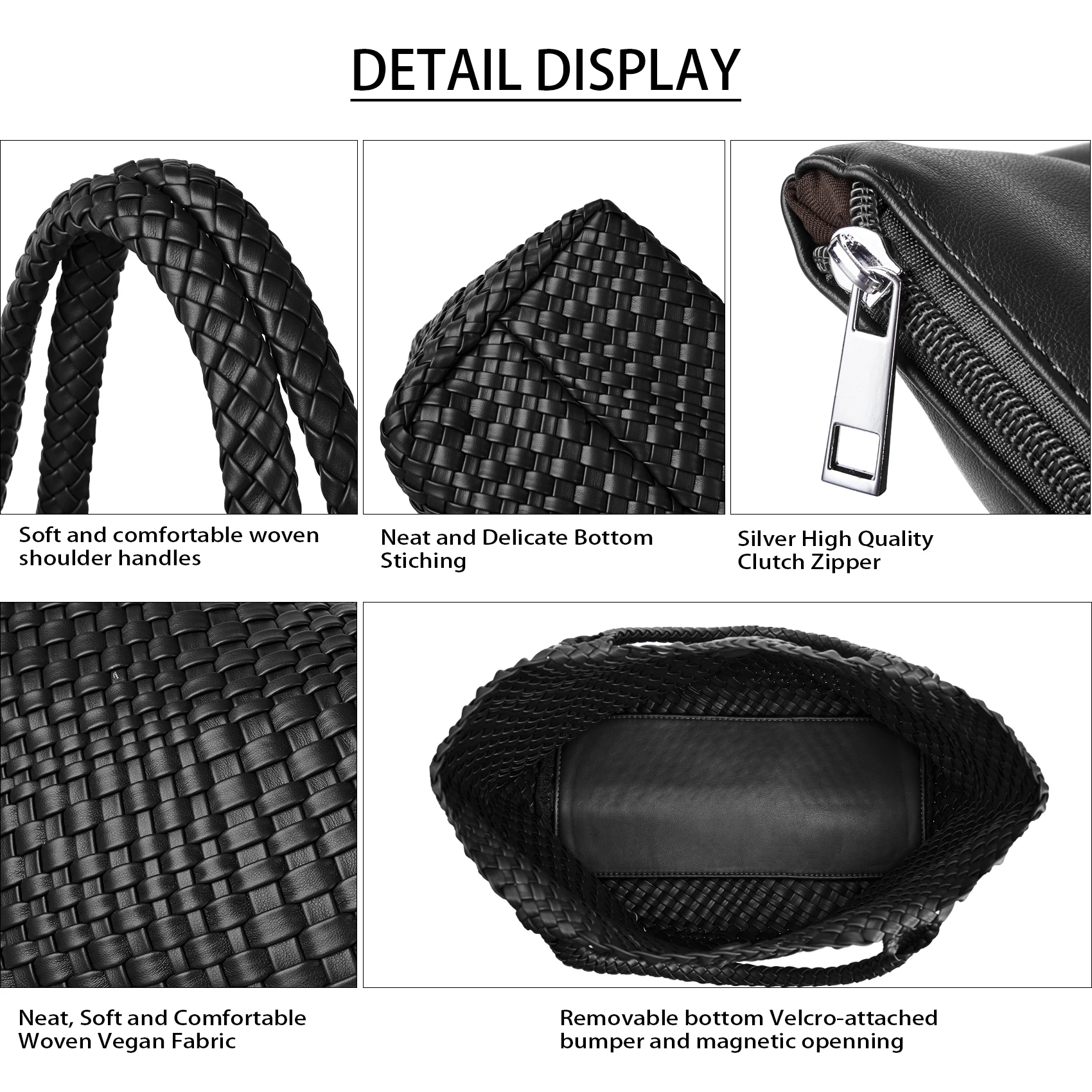 Gewebte Tragetasche Damen-Geldbörse Schulterhandtaschen aus Veganem Leder – 4