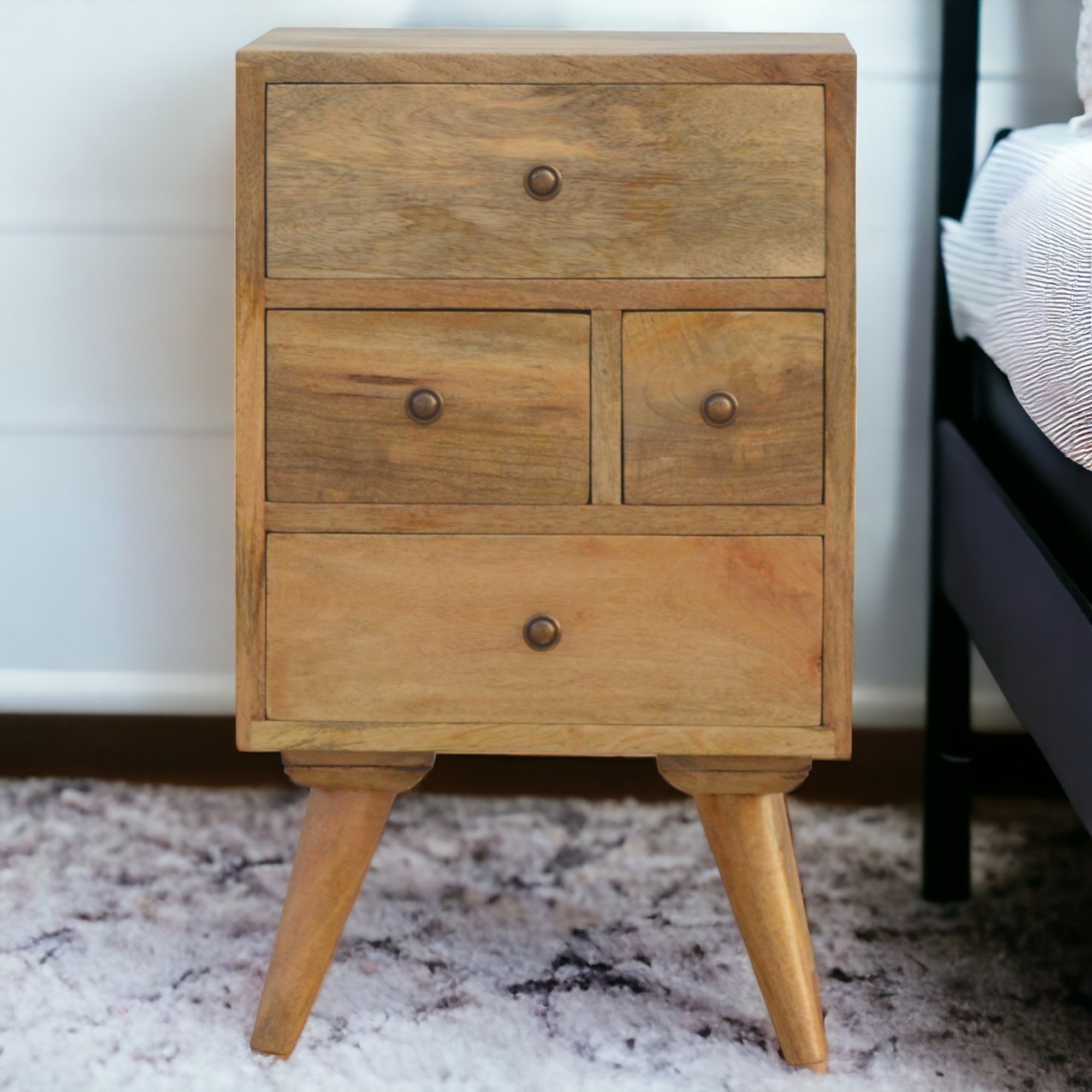 Solid Wood Darcy Bedside 1 Drawer Light Brown 2