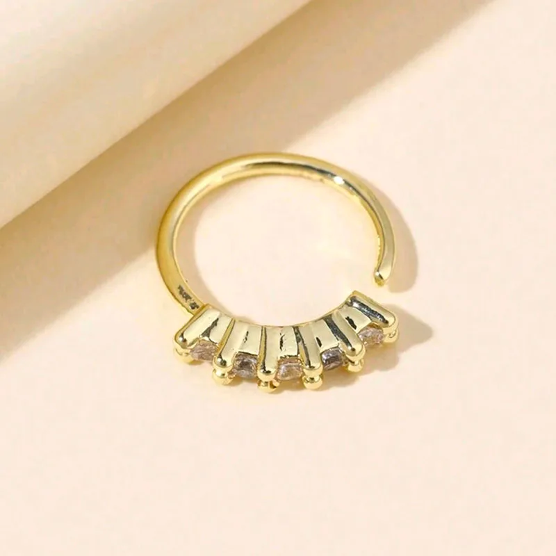 1 Stück Einfacher Luxuriöser Einreihiger Zirkonia-Nasenring Modisches Piercing-Nasenaccessoire 4