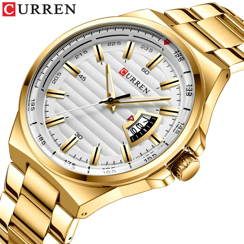 CURREN Herren Luxus-Armbanduhr Edelstahlband Quarz-Armbanduhr mit Automatischem Datum