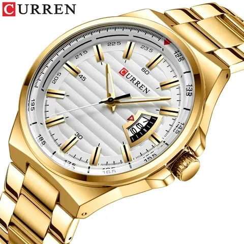 CURREN Herren Luxus-Armbanduhr Edelstahlband Quarz-Armbanduhr mit Automatischem Datum