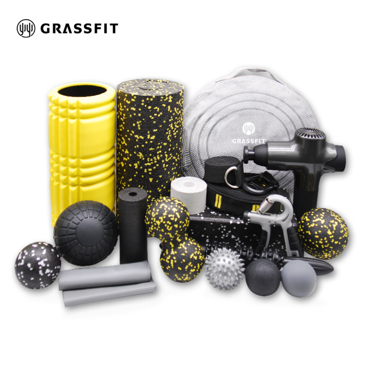 Black Foam Roller Set with Fascia Balls