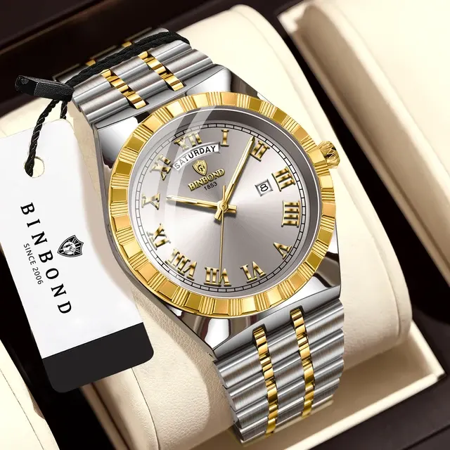 Waterproof Men's Quartz Watch Stainless Steel Band 2