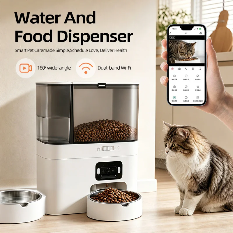 Automatischer Kamera-gesteuerter Haustierfütterer mit WLAN-App-Video Smarter 5L Futterspender