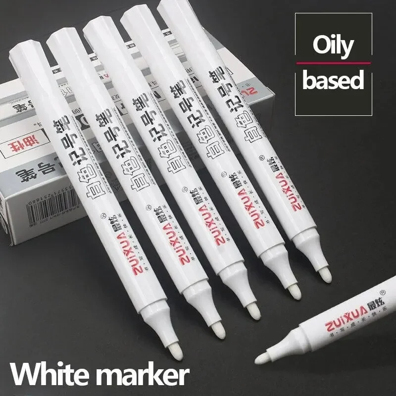 White Permanent Paint Markers for Wood and Glass 2