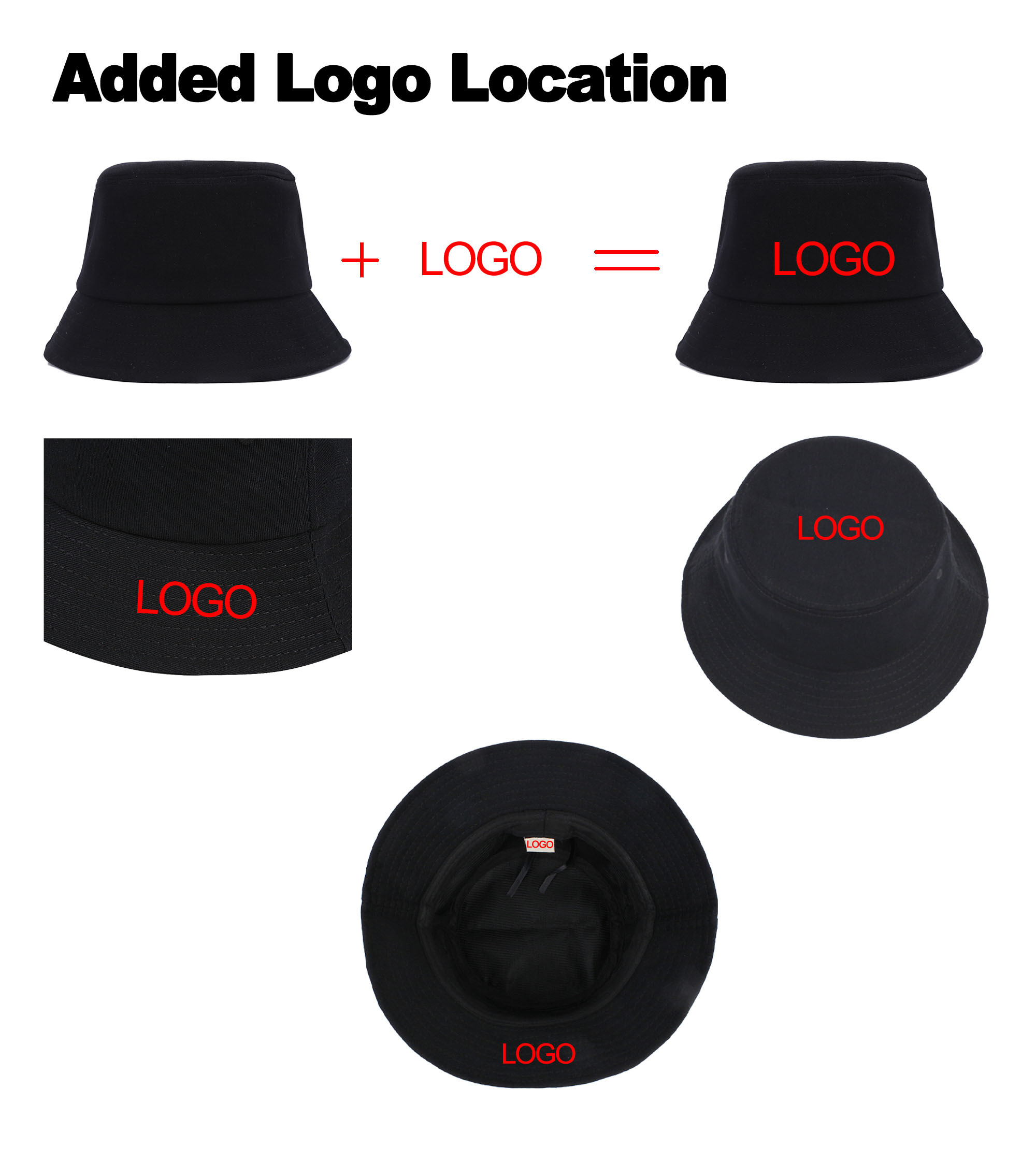 Customizable All Print Bucket Hats Sun Cap Red 3