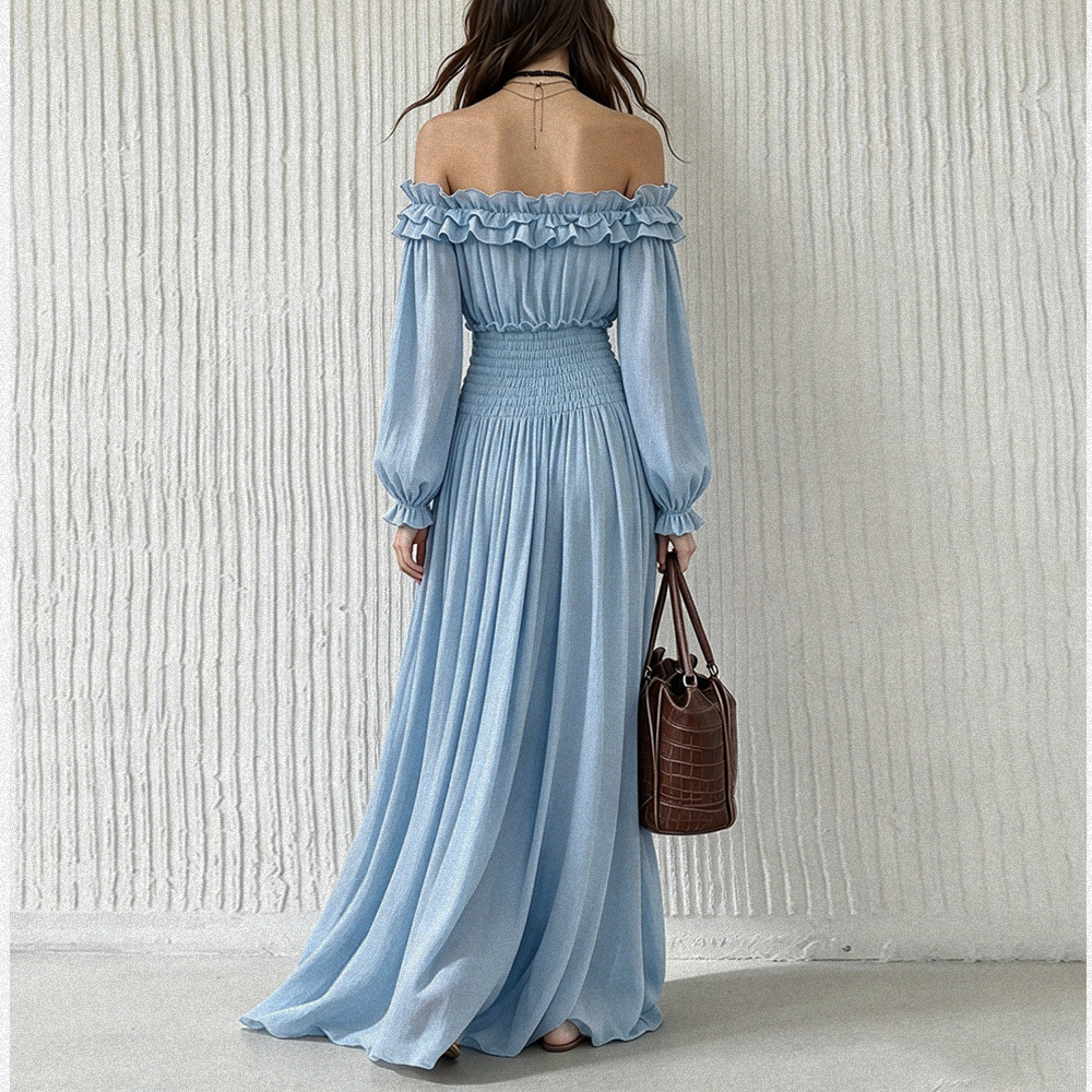 Romantic Off-Shoulder Smocked Maxi Dress 3