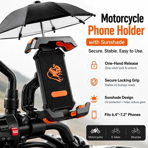 Flexible Motorrad-Handyhalterung mit Sonnenschutz