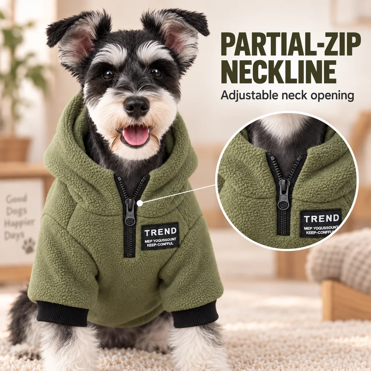 Warmer Fleece-Hundepullover Winter-Sweatshirt mit Teilreißverschluss für Kleine und 3