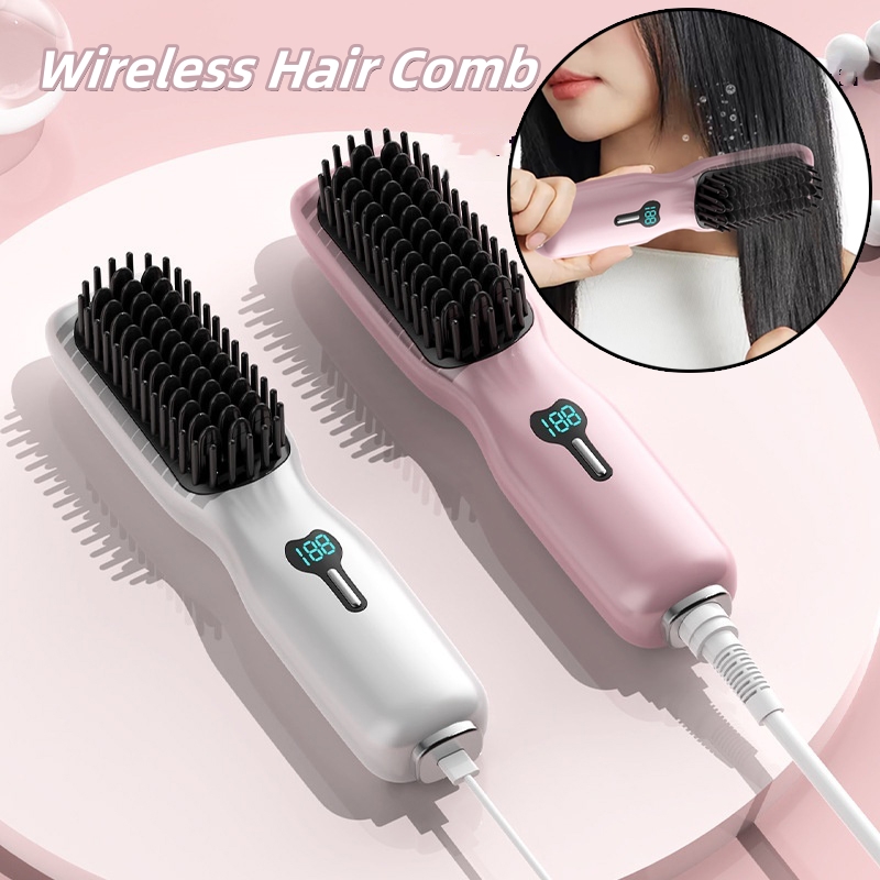 Rechargeable Wireless Straightening Comb 220 Hair Straightener Brush