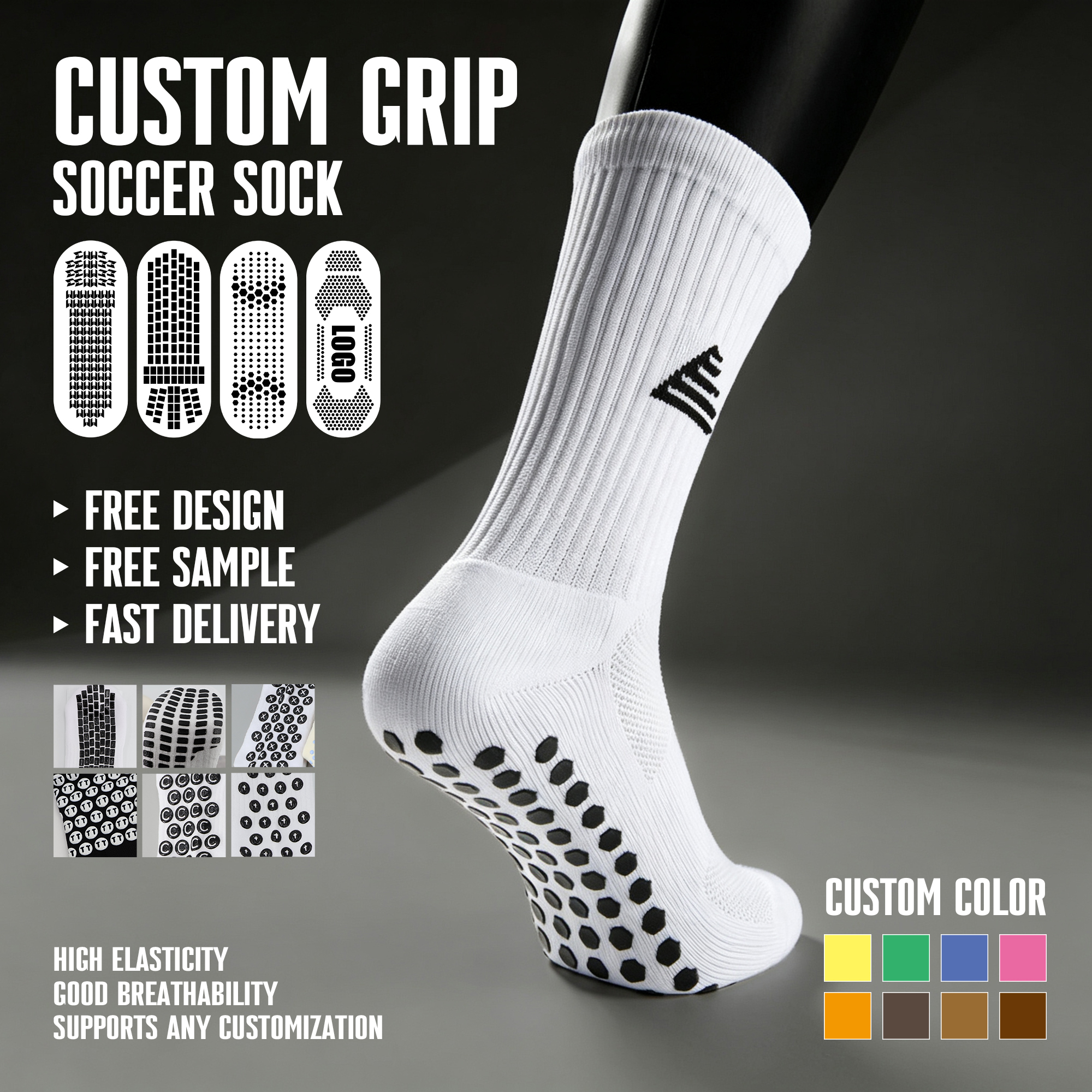 Low-Cut Soccer Grip Socks Breathable