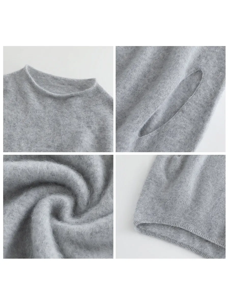 CHIC VEN Damen Rollkragen-Wollpullover Lässig Ärmellos Oversized Retro 4