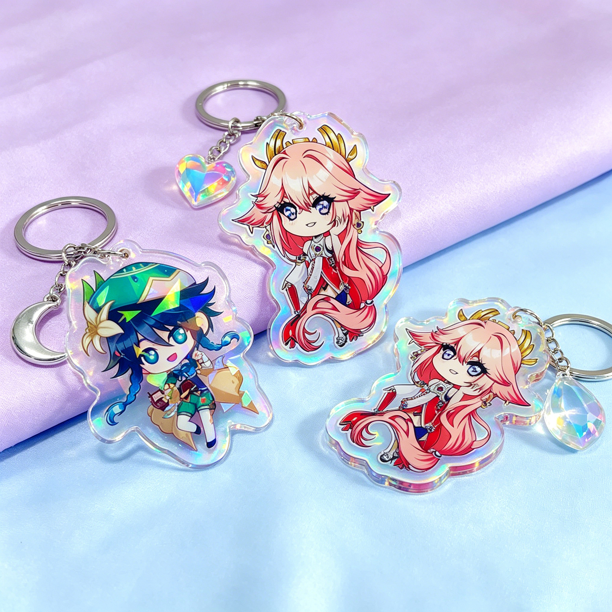 Waterproof Holographic Transparent Acrylic Keychain