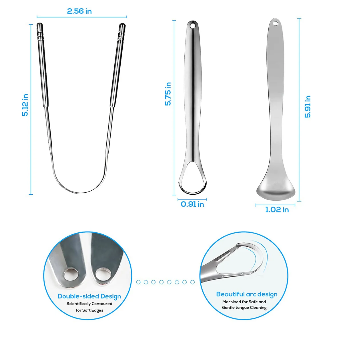 Stainless Steel Tongue Scrapers for Adults and Kids 3